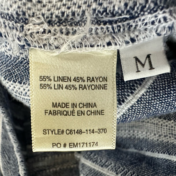 Cloth & Stone Jumpsuit Women Medium Blue Striped Linen Pants Sleeveless Resort - Picture 10 of 16